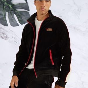 Guess Fulham Velvet Track Jacket Large Size NWT